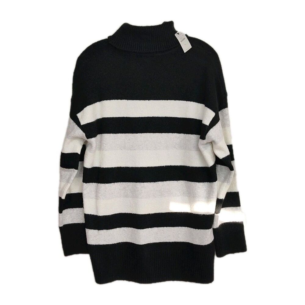 Talbots Turtleneck Sweater Women's XL Black/White Stripes Long Sleeves NWT